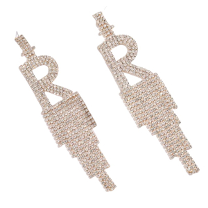 Strass oorbellen letter R